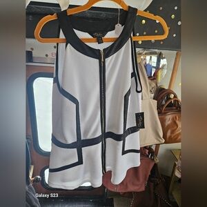 Thalia Sodi Monochrome Zip-Front Tank Top